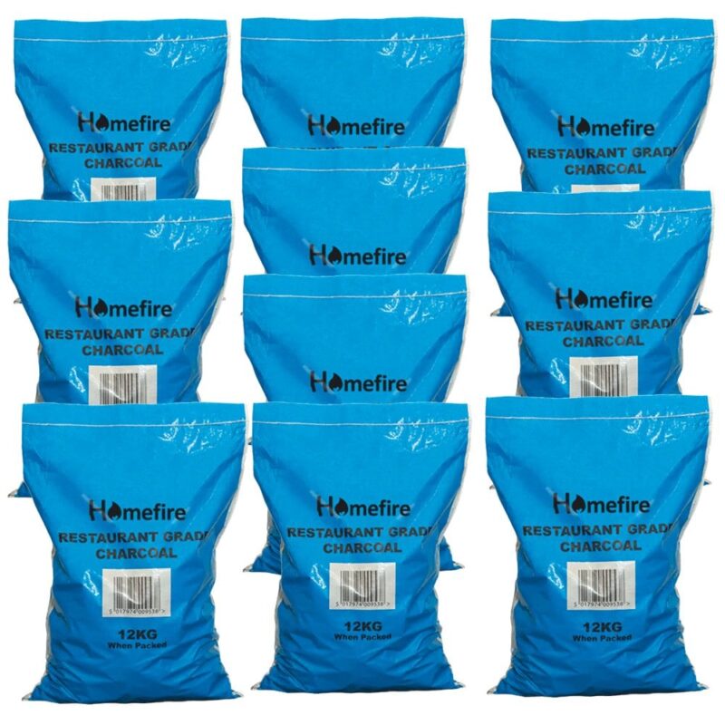 10 Bags Of 12kgs Homefire Restaurant Grade Lumpwood Charcoal