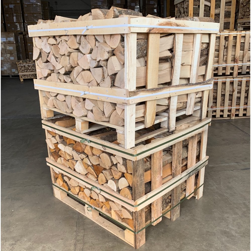 Kiln Dried Half ASH Crate & Half MIXED Hardwood Crate Stack